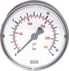 Manometer 0-10 bar luchtdruk NG40 Draad1/8